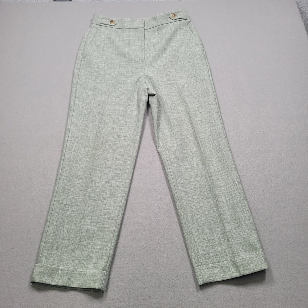 Ann Taylor Petite Sage Green Textured Ankle Trousers Pants 6P 561503